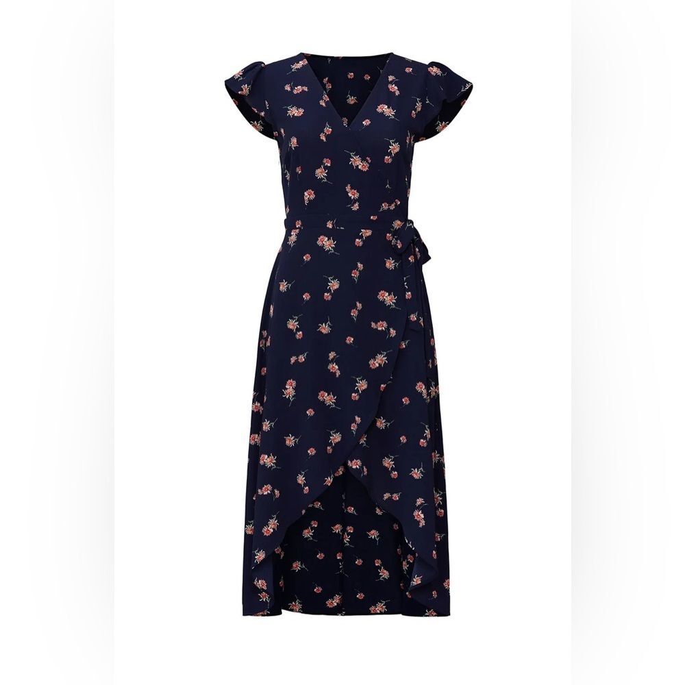 BB Dakota Navy Floral Wrap Dress